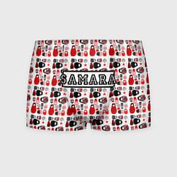 Трусы-боксеры мужские Много матрешек и надпись Самара на английском, цвет: 3D-принт