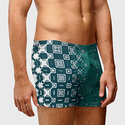 Трусы-боксеры мужские Изумрудные узоры, цвет: 3D-принт — фото 2