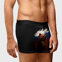 Трусы-боксеры мужские Медведь на фоне триколора, цвет: 3D-принт — фото 2