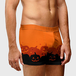 Трусы-боксеры мужские Хэллоуин счастливые тыквы, цвет: 3D-принт — фото 2