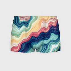 Трусы-боксеры мужские Абстрактные волнистые линии синий, цвет: 3D-принт
