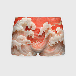 Трусы-боксеры мужские Японские красные волны, цвет: 3D-принт