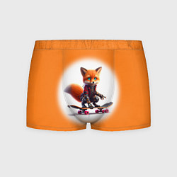 Трусы-боксеры мужские Cyber fox cub is a cool skateboarder - ai art, цвет: 3D-принт