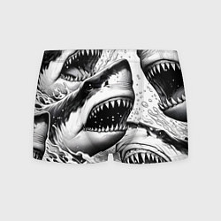 Трусы-боксеры мужские Белая акула - стая, цвет: 3D-принт