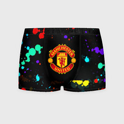 Трусы-боксеры мужские Манчестер Юнайтед краски неон, цвет: 3D-принт