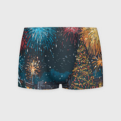 Трусы-боксеры мужские Новогодний салют, цвет: 3D-принт