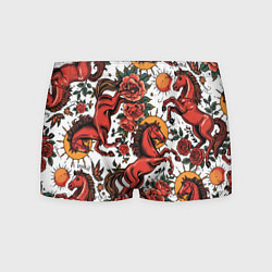 Мужские трусы Красный конь в стиле татуировки