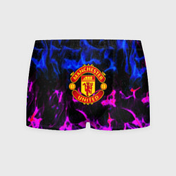 Трусы-боксеры мужские Манчестер Юнайтед огонь неон, цвет: 3D-принт