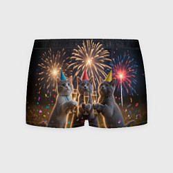 Трусы-боксеры мужские Праздничные коты, цвет: 3D-принт