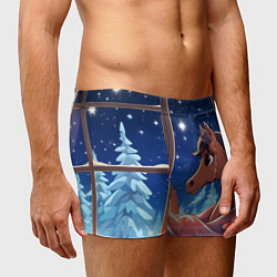 Трусы-боксеры мужские Лошадка зимней звездной ночью, цвет: 3D-принт — фото 2