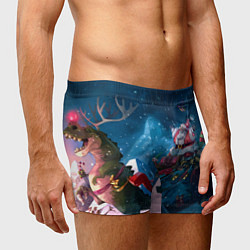 Трусы-боксеры мужские Санта с динозавром, цвет: 3D-принт — фото 2
