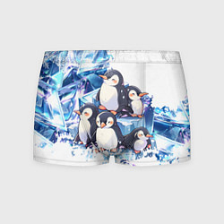 Трусы-боксеры мужские Пингвины и лёд, цвет: 3D-принт