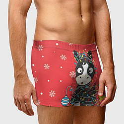 Трусы-боксеры мужские Лошадка в новогодних огоньках, цвет: 3D-принт — фото 2