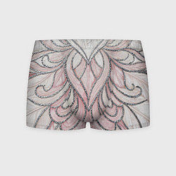 Трусы-боксеры мужские Нежно розовый орнамент из перьев, цвет: 3D-принт