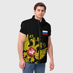 Мужской жилет Флаг и Герб России, цвет: 3D-черный — фото 2