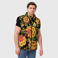 Мужской жилет Желтая хохлома, цвет: 3D-черный — фото 2