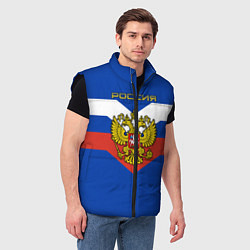 Мужской жилет Россия: Триколор, цвет: 3D-черный — фото 2