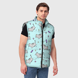 Мужской жилет Кавайные котики, цвет: 3D-светло-серый — фото 2