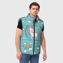 Мужской жилет Сказочный единорог, цвет: 3D-светло-серый — фото 2
