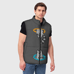 Мужской жилет Кот в Портале, цвет: 3D-черный — фото 2