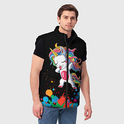 Мужской жилет Малыш-единорог, цвет: 3D-черный — фото 2
