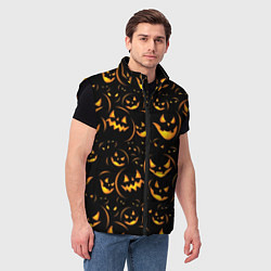 Мужской жилет Тыквы на хэллоуин - паттерн, цвет: 3D-черный — фото 2