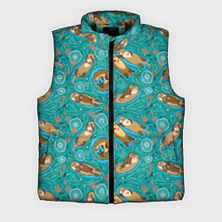 Мужской жилет Весёлые выдры - семейство, цвет: 3D-черный