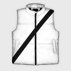 Мужской жилет Ремень безопасности - черная полоса прикол на бело, цвет: 3D-черный