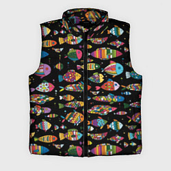 Мужской жилет Разноцветные рыбы - черный фон