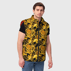 Мужской жилет Львы золотые узоры, цвет: 3D-красный — фото 2