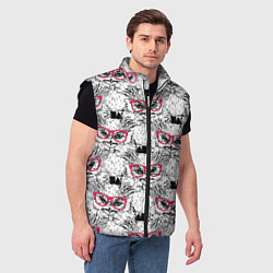 Мужской жилет Совы в очках, цвет: 3D-черный — фото 2