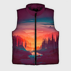 Мужской жилет Minimal forest sunset, цвет: 3D-черный