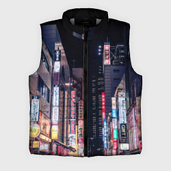 Мужской жилет Ночной Токио, цвет: 3D-светло-серый