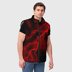 Мужской жилет МОЛНИЯ RED NEON, цвет: 3D-светло-серый — фото 2