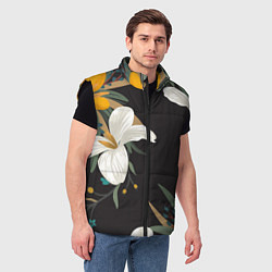 Мужской жилет Цветочный арт, цвет: 3D-черный — фото 2