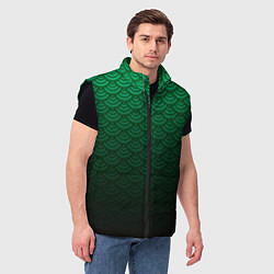 Мужской жилет Узор зеленая чешуя дракон, цвет: 3D-черный — фото 2