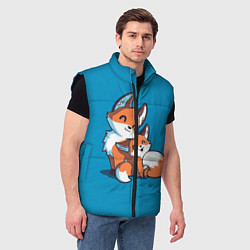 Мужской жилет Лисья семья, цвет: 3D-черный — фото 2