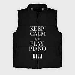 Мужской жилет Keep calm and play piano, цвет: 3D-светло-серый
