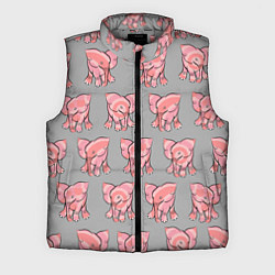 Мужской жилет РОЗОВЫЕ СЛОНИКИ ПАТТЕРН, цвет: 3D-светло-серый