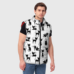Мужской жилет КОШКИ ЧЕРНОЕ НА БЕЛОМ, цвет: 3D-красный — фото 2