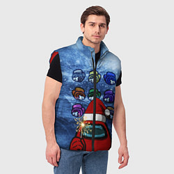 Мужской жилет Among us Happy New Year, цвет: 3D-красный — фото 2
