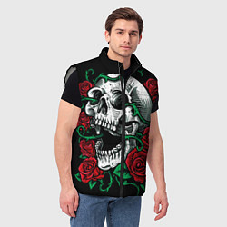 Мужской жилет Череп и Розы, цвет: 3D-светло-серый — фото 2