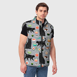 Мужской жилет Котики и Суши, цвет: 3D-светло-серый — фото 2
