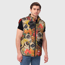 Мужской жилет Мопсики Цветочки, цвет: 3D-красный — фото 2