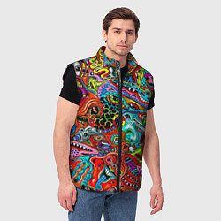 Мужской жилет Яркая абстракция bright abstraction, цвет: 3D-черный — фото 2