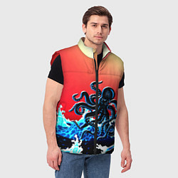Мужской жилет Кракен в Море Градиент, цвет: 3D-красный — фото 2