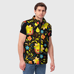 Мужской жилет РОСПИСЬ УЗОР ХОХЛОМА, цвет: 3D-светло-серый — фото 2