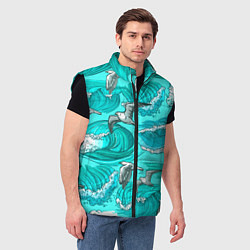 Мужской жилет Чайки в море, цвет: 3D-черный — фото 2