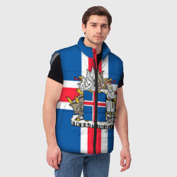 Мужской жилет Флаг и Герб Исландии, цвет: 3D-светло-серый — фото 2