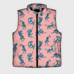 Мужской жилет Много синих тигров Символ года, цвет: 3D-черный